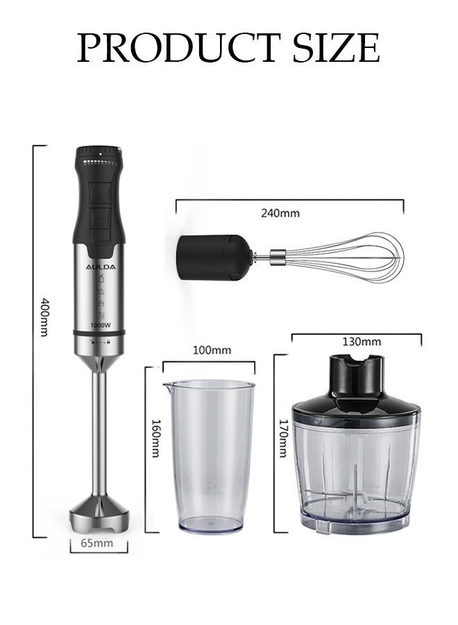 DUNISO Immersion Blender Handheld Hand Blender 1000W, Trigger Variable Speed 5 in 1 Stick Blender, Emulsion Blender with Chopper, Whisk and Frother for Soup, Baby Food and Smoothies - Image 2