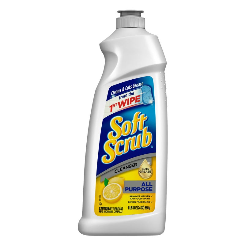 Soft Scrub Total All Purpose Bath & Kitchen Cleanser, Lemon Scent 24 oz - Image 1