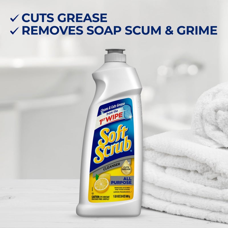 Soft Scrub Total All Purpose Bath & Kitchen Cleanser, Lemon Scent 24 oz - Image 3