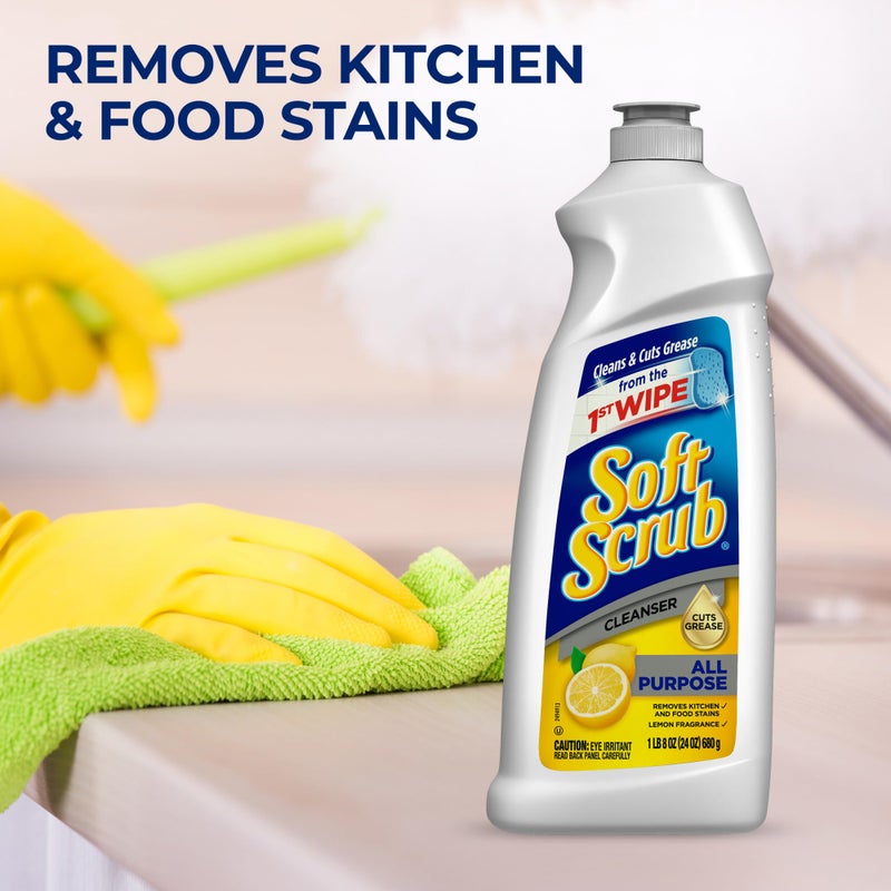 Soft Scrub Total All Purpose Bath & Kitchen Cleanser, Lemon Scent 24 oz - Image 4