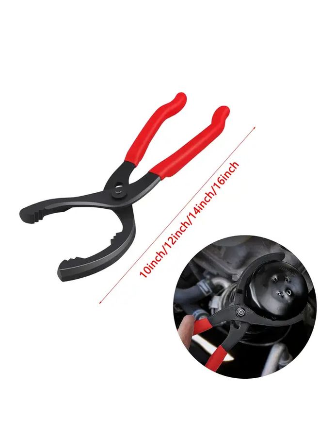 14 بوصة مفتاح ربط مع كماشة فلتر الزيت الثقيلة القابلة للتعديل، مقبض أحمر ergonomic أداة شاقولية. - Image 1