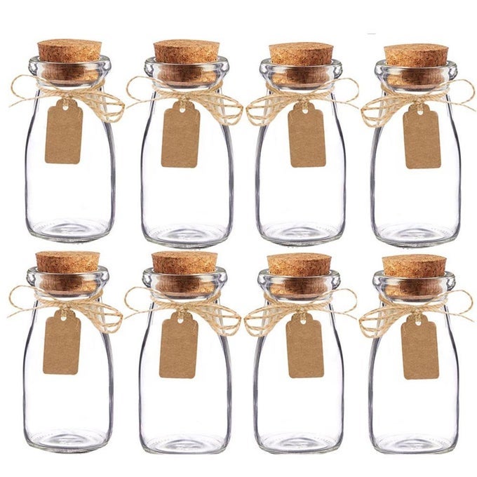 AWTLIFE 15PCS VINTAGE GLASS MILK FAVOR JAR WITH CORK LIDS FOR WEDDING PARTY FAVOR34OZ