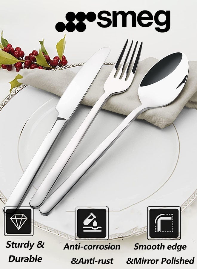 SMEG 4 Piece Flatware Cutlery Set, Stainless Steel Silverware Set for Home/Office/Party|Eco-Friendly 304 Stainless Steel | Gift Box Edition - Image 2