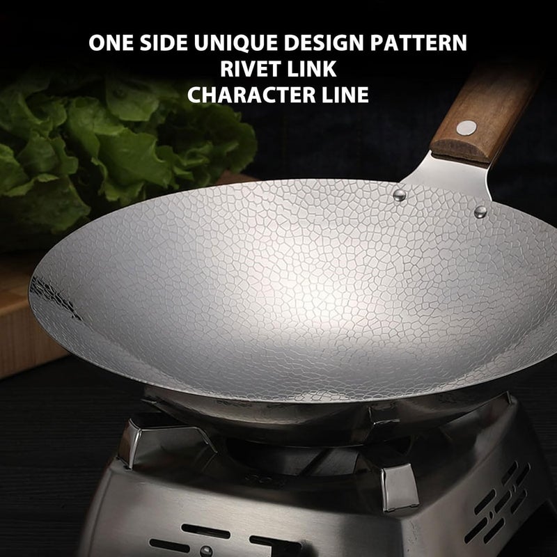 Yopple 30CM Stainless Steel Non-Stick Frying Pan, Fast-Heating Skillet with Wooden Handle, Multipurpose Stir Fry Pan for Vegetables, Meat & More, Durable 304 Steel Cookware - Image 4