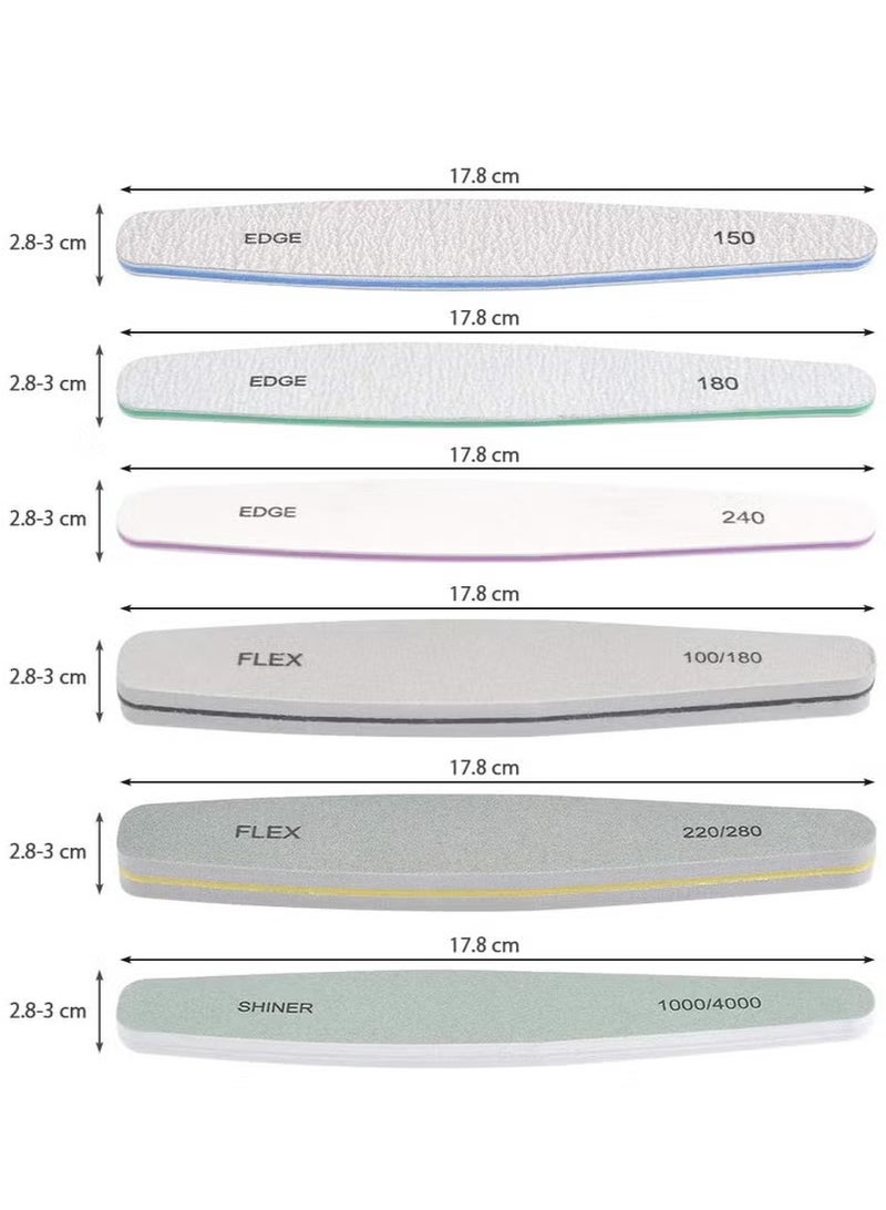 Professional Nail Files and Buffers Set for Acrylic Gel Nail and Natural Nail Double Sided Emery Boards Nail file and Buffer Washable Nail Buffer File Polisher 100/150/180/220/240/280/1000/4000 Grit - Image 3