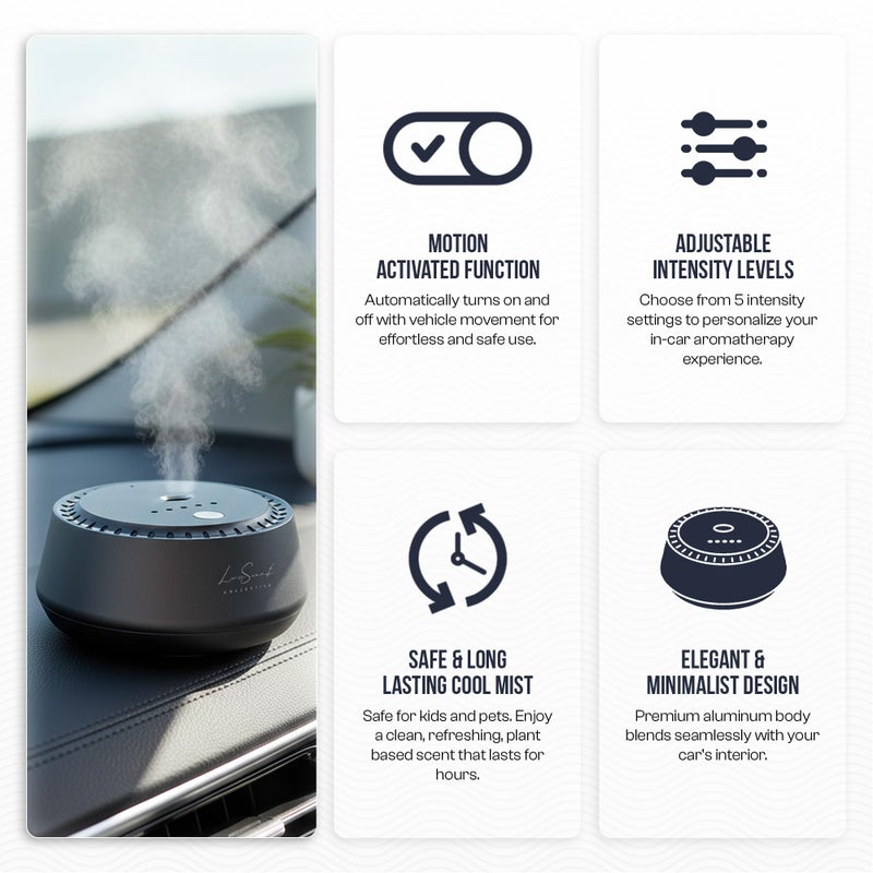 LUXSCENT COLLECTION Smart Car Diffuser with 20ML Scent Oil Included - Car Air Freshener - Aromatherapy Diffuser - Portable, Compact, Cordless and Quiet Device - Deluxe Car Diffuser Luxscent Collection - Image 4