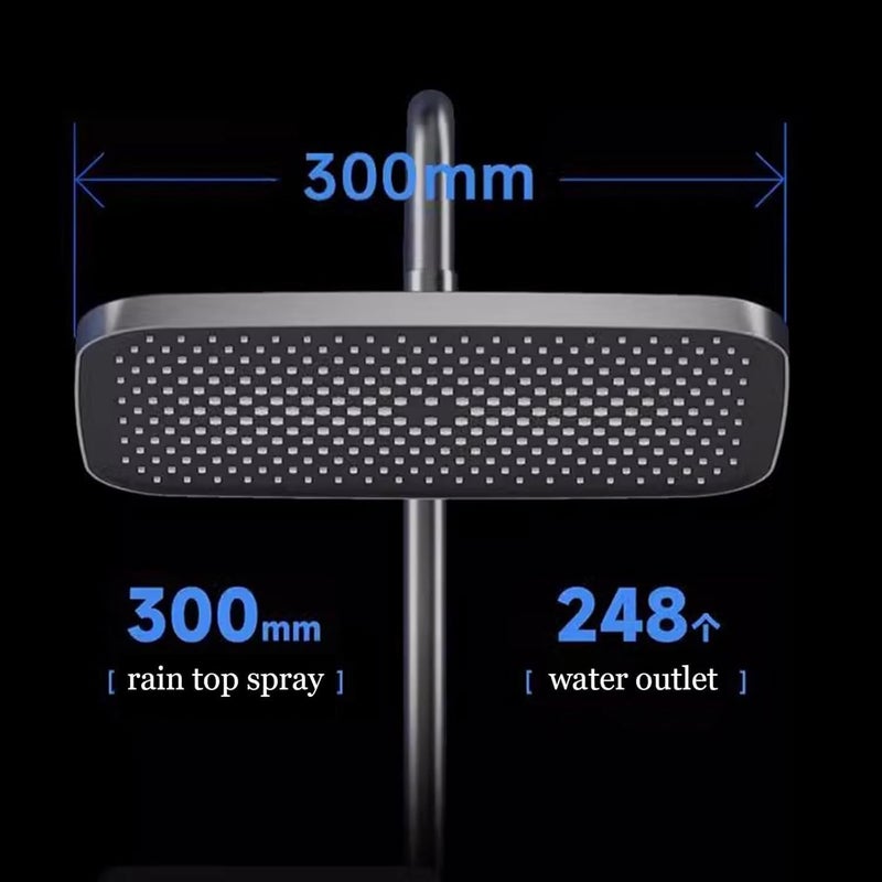4-Function Gun Gray Shower System Wall Mount with Digital Display, Bathtub Faucet, 4 Piano Keys Rainfall Shower Head & Handheld | Extra Includes 30cm Extension Bar - Image 4