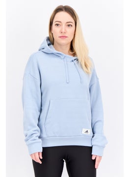 Women Loose Fit Long Sleeve Training Hoodie, Light Blue