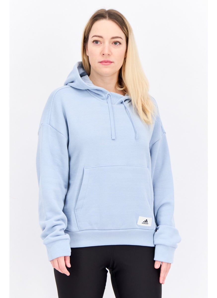 Adidas - Women Loose Fit Long Sleeve Training Hoodie, Light Blue - Image 1