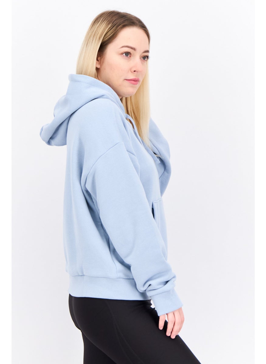 Adidas - Women Loose Fit Long Sleeve Training Hoodie, Light Blue - Image 1