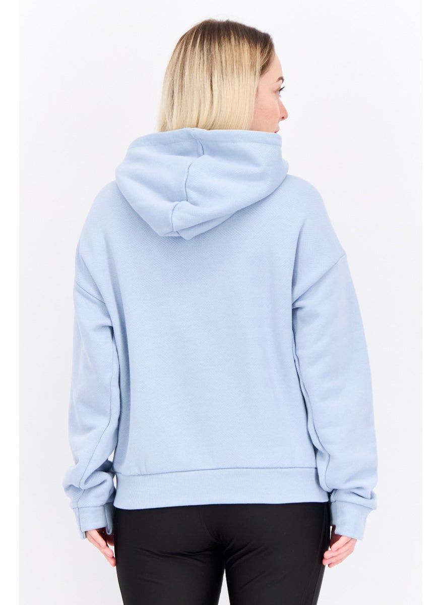 Adidas - Women Loose Fit Long Sleeve Training Hoodie, Light Blue - Image 1