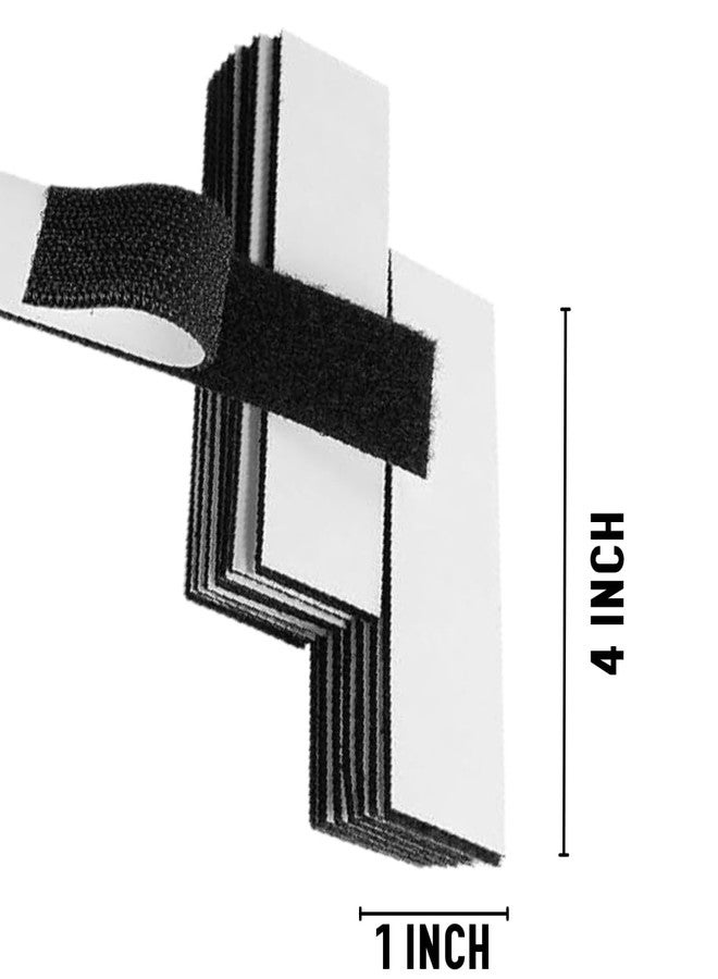 INSTITCH Self Adhesive Hook & Loop Tape (12 Pc) - 1 Inch x 4 Inch - Heavy Gumming On Back, Hook & Loop Strips, Nylon Self Adhesive Hook and Loop Tape - Perfect for Home and Office Use (Black)(12) - Image 3