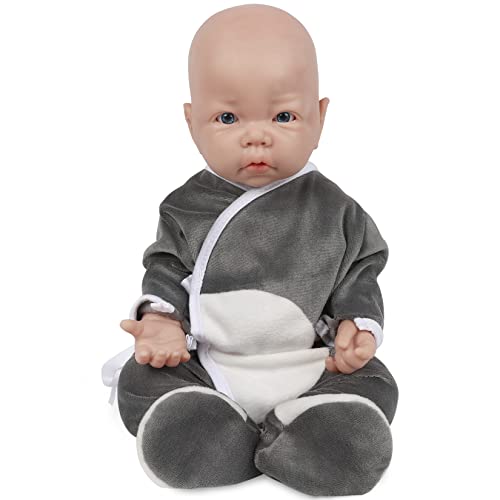 Vollence 17 inch Full Body Silicone Baby Doll That Look Real BoyEyes Open Realistic Reborn Real Lifelike Baby Dolls Boy - Image 1