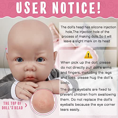 Vollence 17 inch Full Body Silicone Baby Doll That Look Real BoyEyes Open Realistic Reborn Real Lifelike Baby Dolls Boy - Image 5