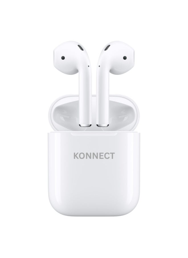 Konnect KN-T03S TWS Semi In-Ear Earphones Wireless Earbuds And Equipped With Anti-Fingerprint Silicon Case With Power Box Standard Version White  - Image 1