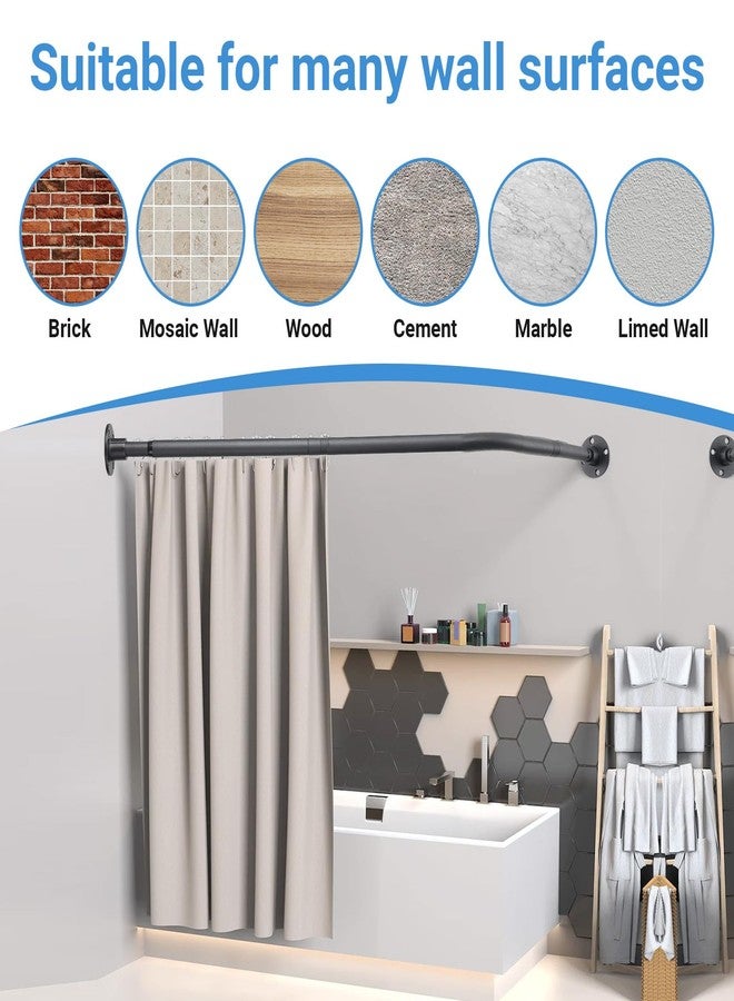 ABtool L Shaped Shower Curtain Rod,Adjustable Corner Shower Rod(23.6"-33.5"x23.6"-33.5"),90 Degree Wall Mounted Shower Curtain Rod for Bathroom,Bathtub,Clothing Store,Locker Rooms,Private Space,Need to Drill - Image 5