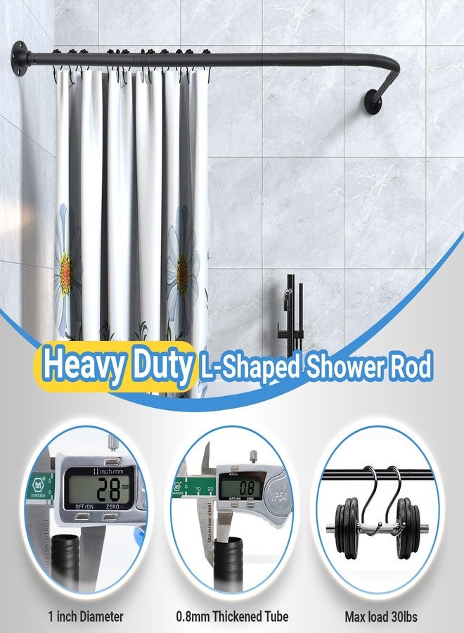ABtool L Shaped Shower Curtain Rod,Adjustable Corner Shower Rod(23.6"-33.5"x23.6"-33.5"),90 Degree Wall Mounted Shower Curtain Rod for Bathroom,Bathtub,Clothing Store,Locker Rooms,Private Space,Need to Drill - Image 2