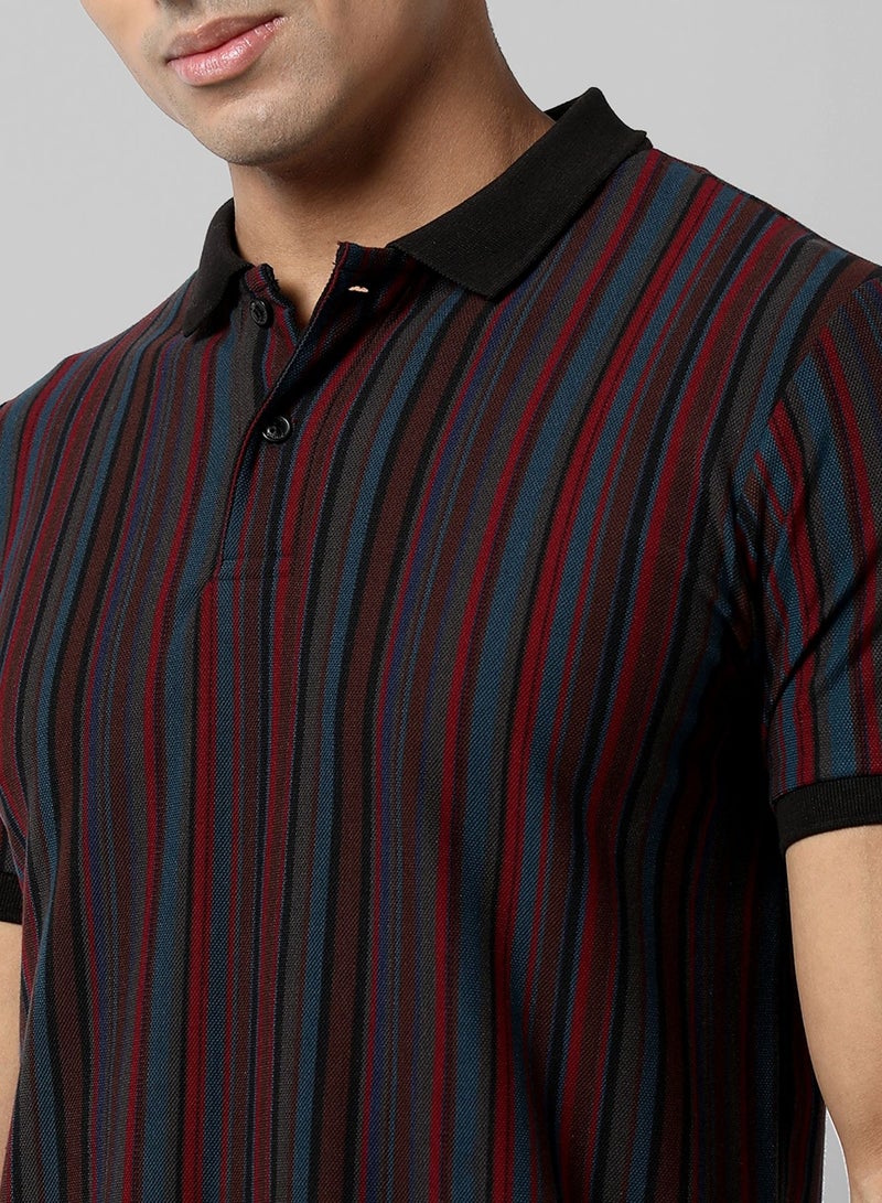 Campus Sutra Men's Striped Multicolour Regular Fit Casual T-Shirt  - Image 5