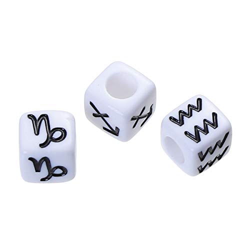 Craft Making Shop 300 Acrylic Zodiac Symbols Letter Beads White with Black Letters 7mm or 1/4 Inch with 4mm Hole - Image 4