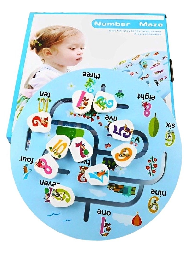 Pairing Maze & Assemble Cognitive Wooden Puzzles for Toddlers, Teacher Parents Early Learning Support Tools, Montessori Motor & Sensory Skill Development Shape Matching Toys (Number Maze Pattern)  - Image 1