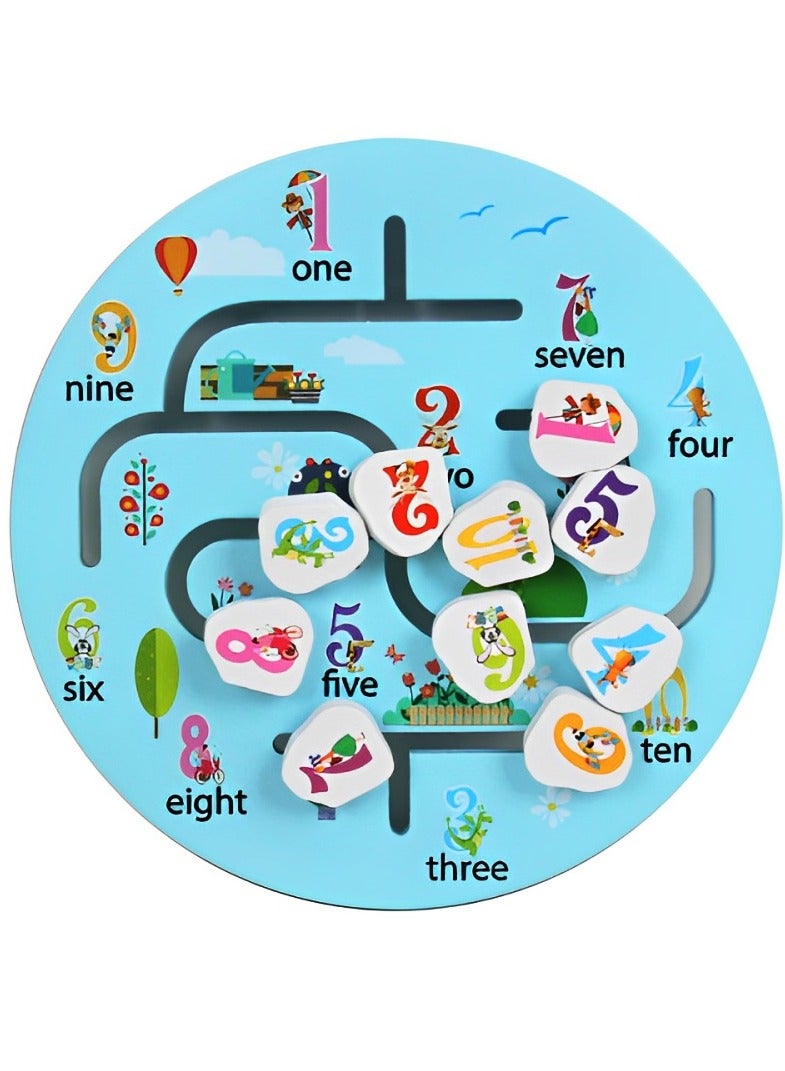 Pairing Maze & Assemble Cognitive Wooden Puzzles for Toddlers, Teacher Parents Early Learning Support Tools, Montessori Motor & Sensory Skill Development Shape Matching Toys (Number Maze Pattern)  - Image 2