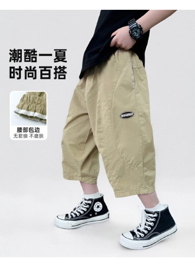 Bumblebee Boys' Cargo Pants Casual Style Summer Shorts Kids' Versatile Fashion Seven-pants Trendy Curve Hem Trousers - Image 1
