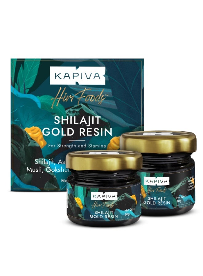 Kapiva Shilajit/Shilajeet Gold Resin Combo Pack (20g + 40g) | 500mg/Serving | 120 Total Servings | Boost Muscle Growth & Stamina | Contains 24 Carat Gold | 100% Ayurvedic | Super Saver Pack - Image 1