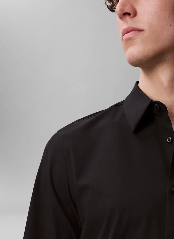 Calvin Klein Black Casual Long Sleeve Slim Fit Shirt for Men | Best Price UAE