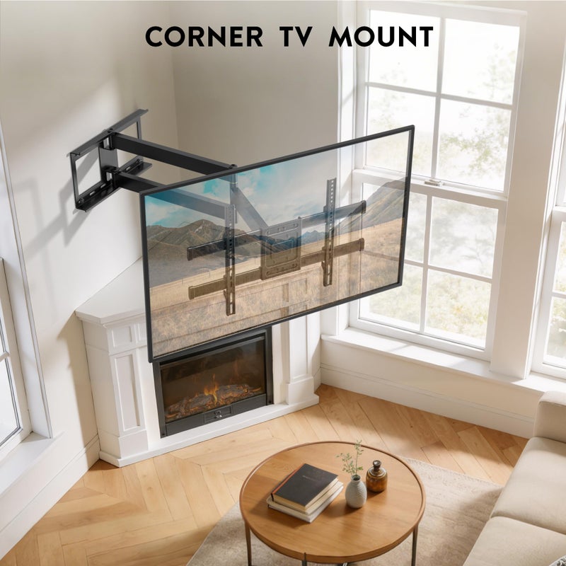 BONTEC Corner TV Wall Mount with Extra Long 40.9â€ Extension Arm for 32â€“75 Inch TVs, Holds Up to 132 lbs, Full Motion Dual Arm TV Bracket with Tilt, Swivel, Level Adjustment, Max VESA 600Ã—400mm - Image 5
