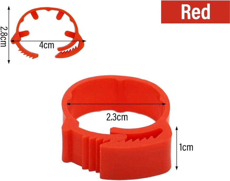 Adjustable Poultry Chicken Foot Ring Identification Leg Rings Clip for Poultry Chickens Ducks Geese Parrot(Red,200pcs) - Image 2