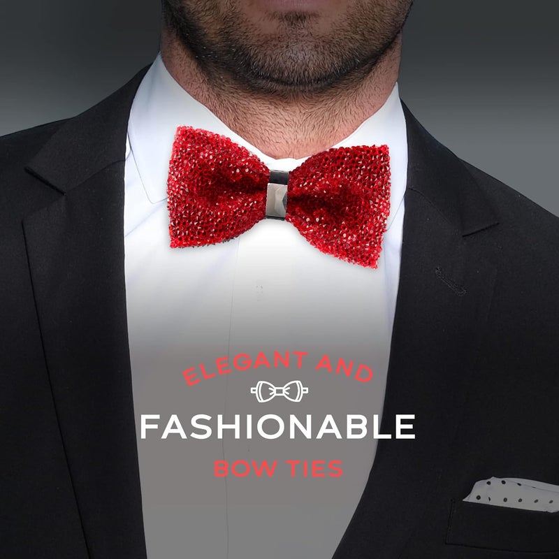 Man of Men Rhinestone Bow Ties for Men - Pre Tied Sequin Bowties Men with Adjustable Length, Jewel Bow Tie - Image 3
