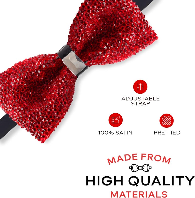 Man of Men Rhinestone Bow Ties for Men - Pre Tied Sequin Bowties Men with Adjustable Length, Jewel Bow Tie - Image 2