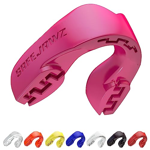 SAFEJAWZ Sports Mouthguard Slim Fit, Adult and Junior Mouth Guard with Case for Boxing, Basketball, Lacrosse, Football, MMA, Martial Arts, Hockey and All Contact Sports (Adult 12+ Years, Pink) - Image 1