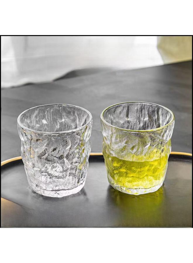 بيوينتي Glacier Pattern Glass High Appearance Value Style Water Cup Household Tea Cup Milk Tea Juice Cup Coffee Cup Beer Cup