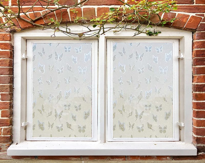 SUNBIRD Window Privacy Film Decorative Stained Glass Window Film Frosted Window Tinting Film for Home60 cm x 152 cmSmall Butterfly House Door Glass - Image 1