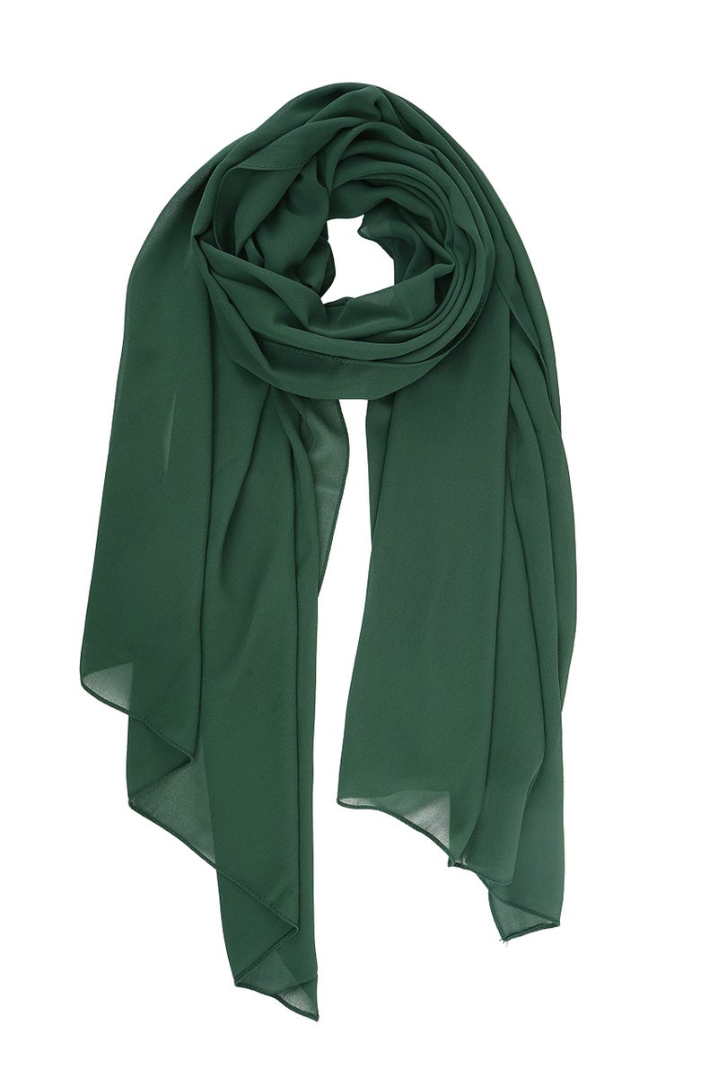 YOUR SMILE for Women Lightweight Breathable Solid Color Soft Chiffon Long Fashion Scarves Sunscreen Shawls (Blackish Green) - Image 1