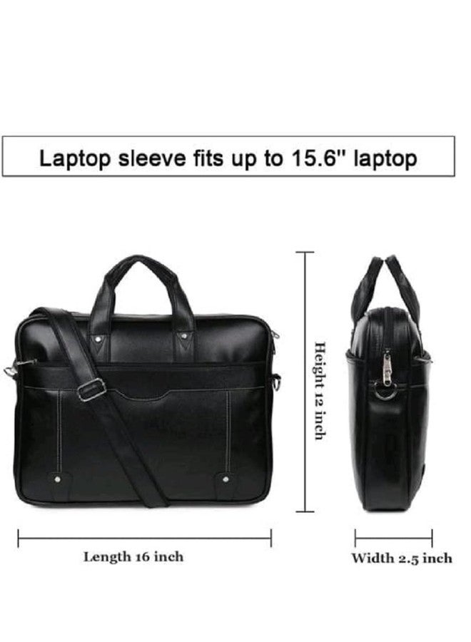 Stylbase Formal Briefcase, Messenger College Bag Ideal for INoteBook, ITablet, Laptop (up to 15 inches) | Unisex Handbag with Shoulder Strap(Black) - Image 2