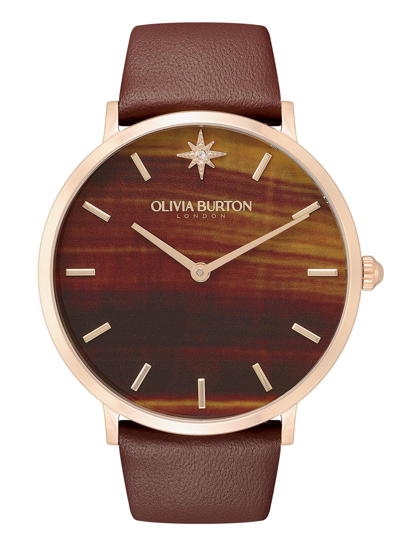OLIVIA BURTON Women's Analog Round Shape Leather Wrist Watch 24000066 - 40 Mm - Image 1