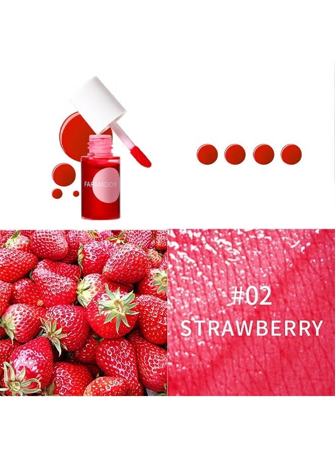 FAFAMOON Lip Tint Stain Set, Mini Liquid Water Tint,Korean Lip Gloss Moisturizing Natural,Long Lasting Waterproof,Multi-Use Lip and Cheek Tint #02 Strawberry - Image 2