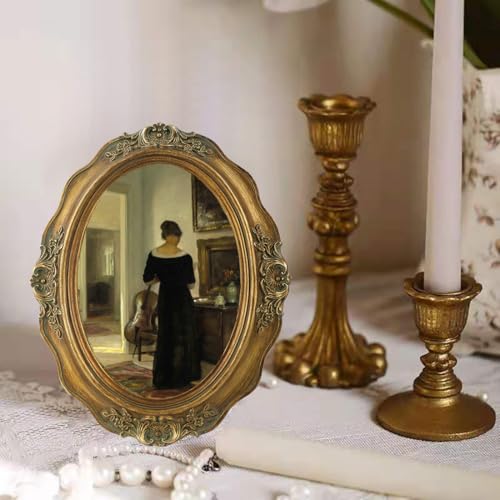 SIKOO Vintage Picture Frames 5x7 Oval Picture Frame Tabletop and Wall Mount Antique Picture Frame with High Definition Glass Front,Oval Wall Art, Bronze Gold - Image 3