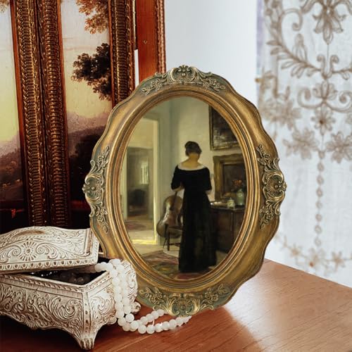 SIKOO Vintage Picture Frames 5x7 Oval Picture Frame Tabletop and Wall Mount Antique Picture Frame with High Definition Glass Front,Oval Wall Art, Bronze Gold - Image 2
