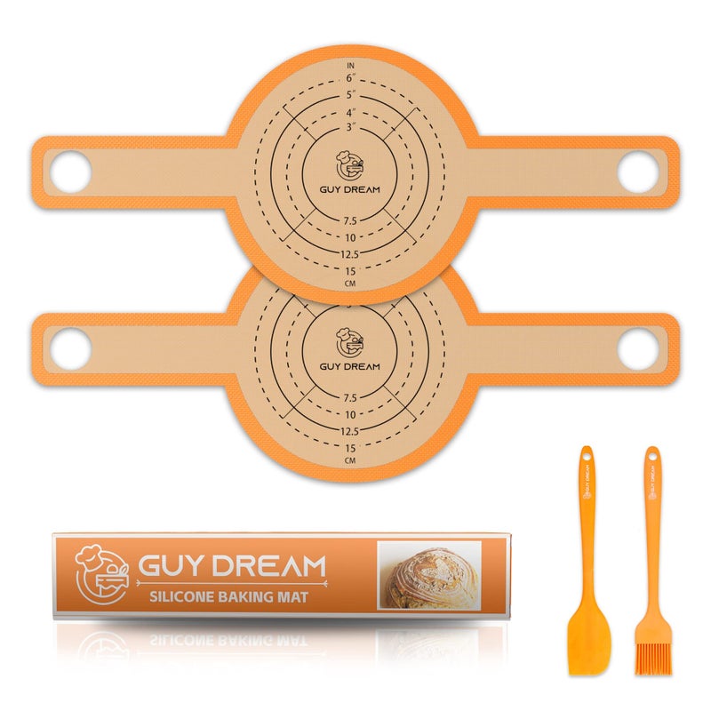 GUYDREMAT Silicone Baking Mat for Dutch Oven 2PCs  Nonstick Bread Sling  83 Inch Reusable Bread Baking Mat  Silicone Cast in Iron Oven Liner with Long Handles for Artisan Bread