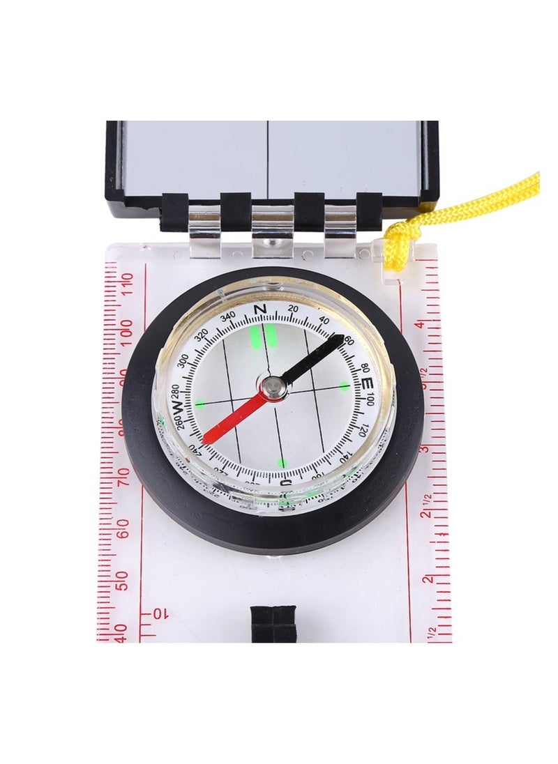 Excefore - Multi Functional Compass with Mapping Ruler and Mirror Emergency Kit, Military Sighting Compass, Waterproof Boy Scout Compass for Camping Hiking Hunting Outdoor, Military Sighting Compass - Image 1