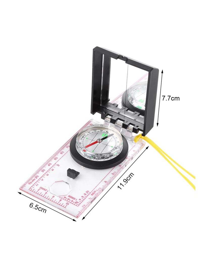 Excefore - Multi Functional Compass with Mapping Ruler and Mirror Emergency Kit, Military Sighting Compass, Waterproof Boy Scout Compass for Camping Hiking Hunting Outdoor, Military Sighting Compass - Image 1