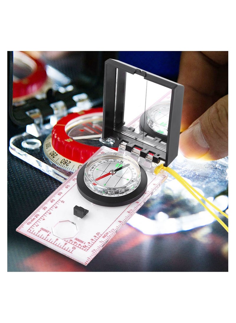 Excefore - Multi Functional Compass with Mapping Ruler and Mirror Emergency Kit, Military Sighting Compass, Waterproof Boy Scout Compass for Camping Hiking Hunting Outdoor, Military Sighting Compass - Image 1