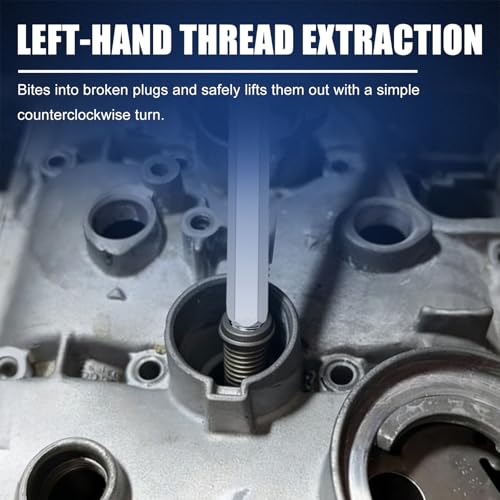 DikTalk Broken Spark Plug Remover Tool, 2-Piece Extractor Set with Left-Hand Thread and 10mm 3/8” Drive Socket for Seized Frozen Spark Plugs in Cars Trucks and SUVs - Image 2