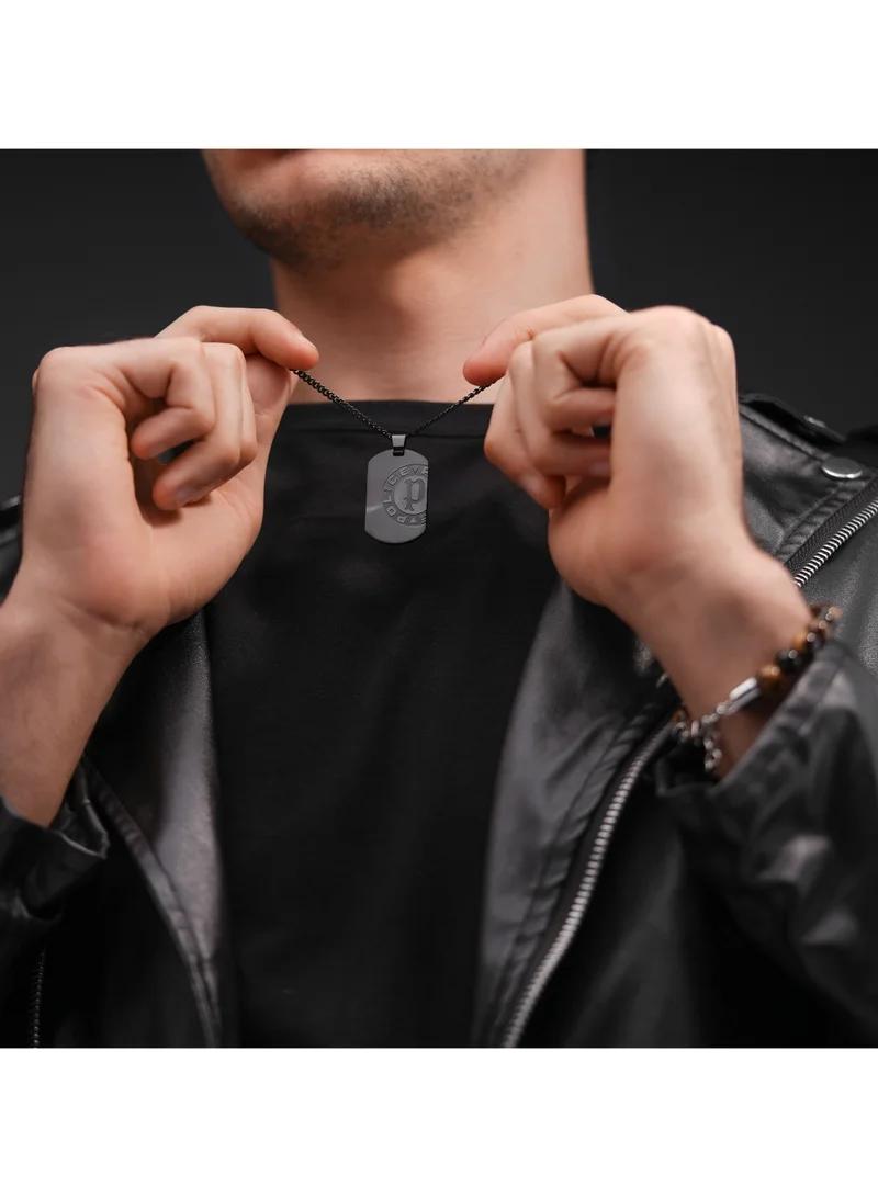 POLICE Pontevedra II Ion Plated Black Stainless Steel Gents Necklace