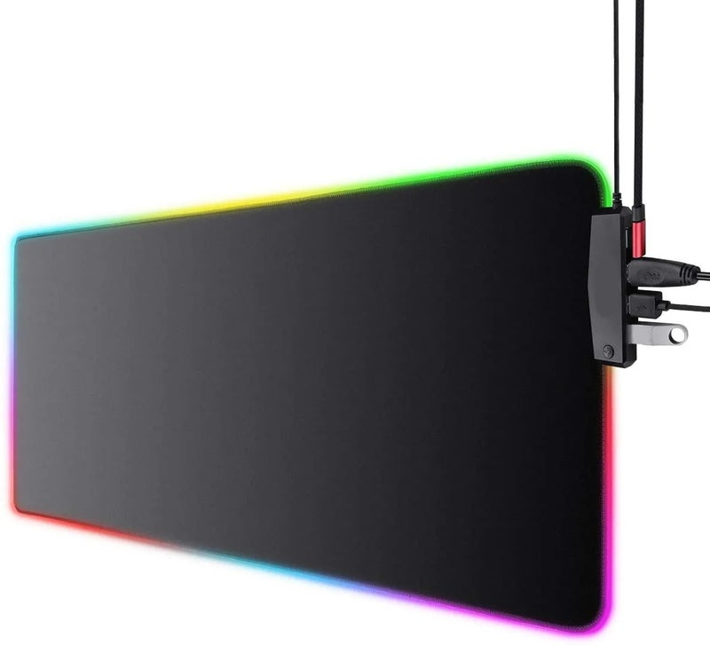 Y&D Large RGB LED Gaming Mouse Pad XXXL Desk Mat Waterproof Fabric Surface with 4 USB Ports Backlit Computer Keyboard Pad Extended Mousepad - Image 1