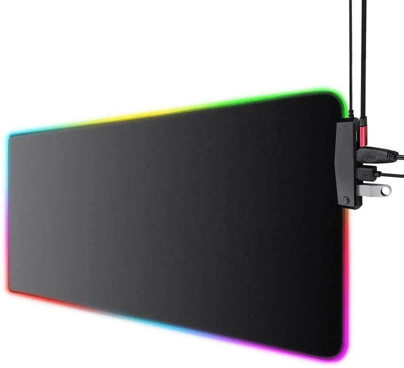 Y&D Large RGB LED Gaming Mouse Pad XXXL Desk Mat Waterproof Fabric Surface with 4 USB Ports Backlit Computer Keyboard Pad Extended Mousepad - Image 2