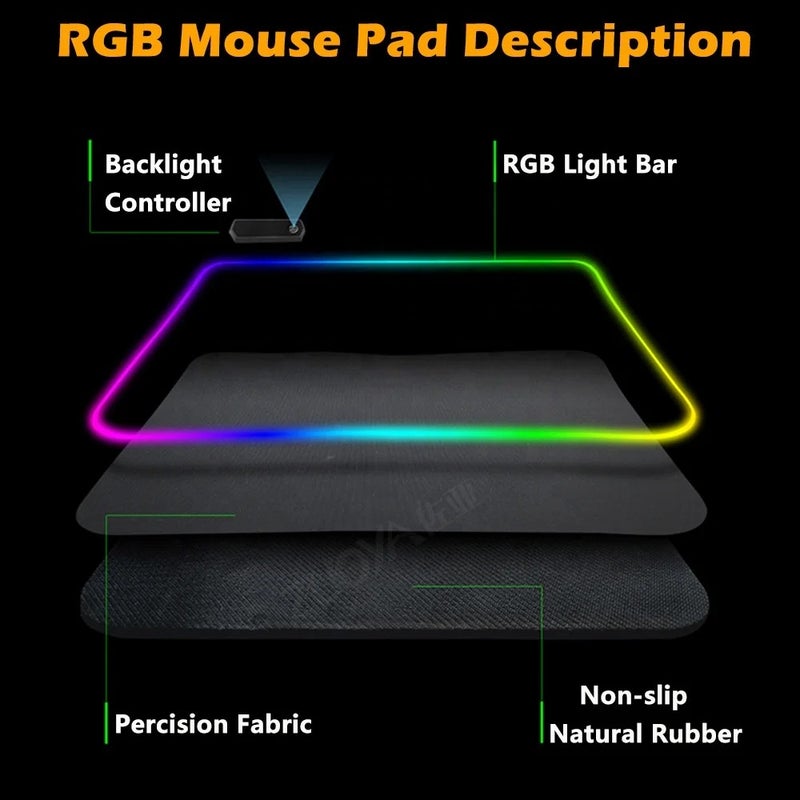 Y&D Large RGB LED Gaming Mouse Pad XXXL Desk Mat Waterproof Fabric Surface with 4 USB Ports Backlit Computer Keyboard Pad Extended Mousepad - Image 5